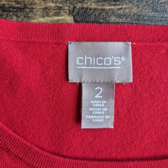 NWoT Chico's Jewelry Embellished Sweater Christmas Holiday Party Red - Picture 8 of 14